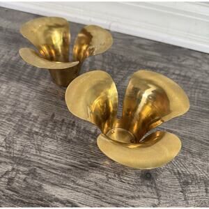 3 Vintage IKEA Design STILLHET Tealights Votive Holders Brass Stackable Flower